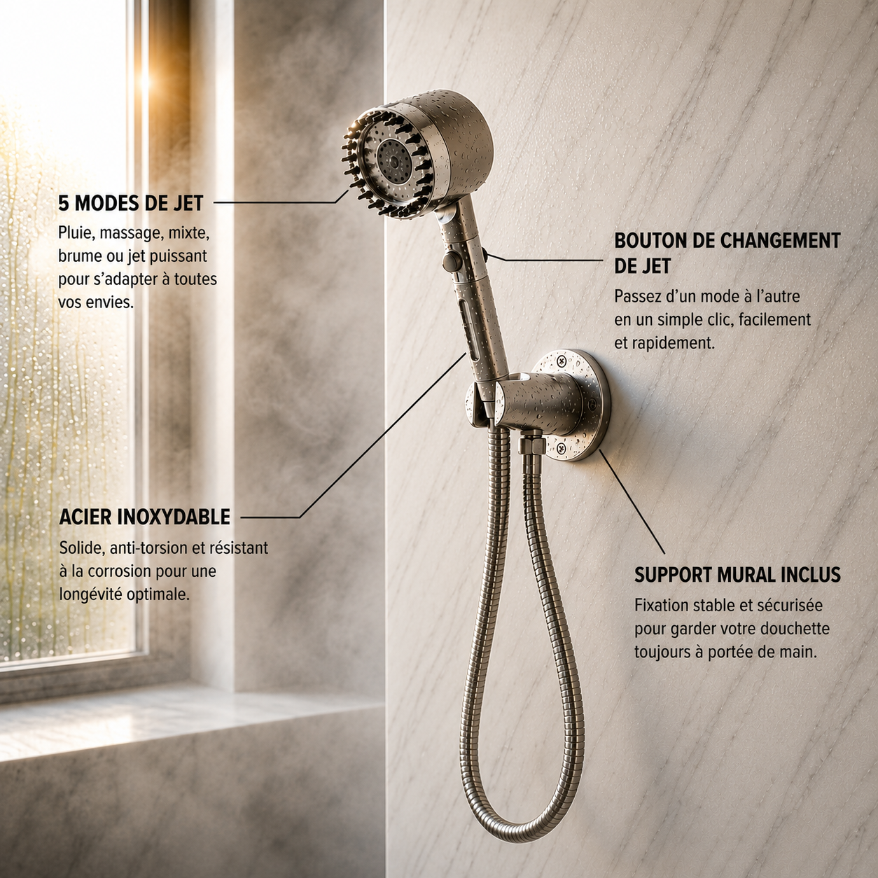 Pommeau de douche 3-en-1-HydroShower®